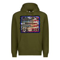 Army Green american flag with cowhide background Premium Hoodie - RanaPortraitStore