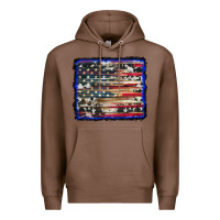 Chestnut american flag with cowhide background Premium Hoodie - RanaPortraitStore