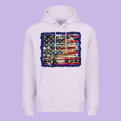 American Flag With Cowhide Background Premium Hoodie Designed By Ranaportraitstore