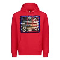 Red american flag with cowhide background Premium Hoodie - RanaPortraitStore
