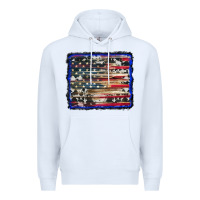 White american flag with cowhide background Premium Hoodie - RanaPortraitStore