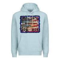 Blue Mist american flag with cowhide background Premium Hoodie - RanaPortraitStore