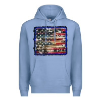 Colony Blue american flag with cowhide background Premium Hoodie - RanaPortraitStore
