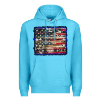 Ocean Blue american flag with cowhide background Premium Hoodie - RanaPortraitStore