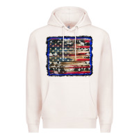 Pale Pink american flag with cowhide background Premium Hoodie - RanaPortraitStore