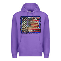 Purple american flag with cowhide background Premium Hoodie - RanaPortraitStore