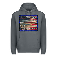 Rock american flag with cowhide background Premium Hoodie - RanaPortraitStore