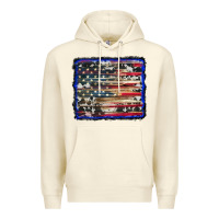 Sandshell american flag with cowhide background Premium Hoodie - RanaPortraitStore