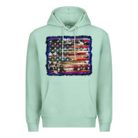 Seafoam american flag with cowhide background Premium Hoodie - RanaPortraitStore