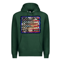 Sports Green american flag with cowhide background Premium Hoodie - RanaPortraitStore