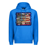 True Royal american flag with cowhide background Premium Hoodie - RanaPortraitStore