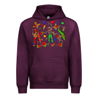 Mauve Wine mexican skeletons Urban Hoodie - Zillion Design Studio