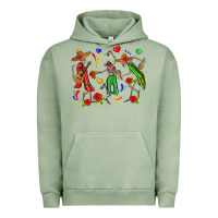 Pigment Oil Green mexican skeletons Urban Hoodie - Zillion Design Studio