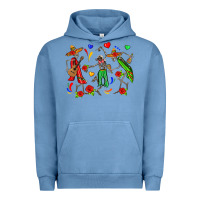 Pigment Pebble Blue mexican skeletons Urban Hoodie - Zillion Design Studio