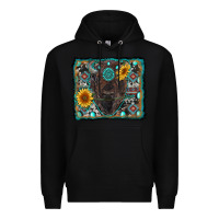 Black american bison wıth sunflower and gemstone Premium Hoodie - RanaPortraitStore