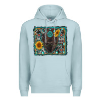 Blue Mist american bison wıth sunflower and gemstone Premium Hoodie - RanaPortraitStore