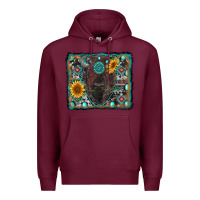 Burgundy american bison wıth sunflower and gemstone Premium Hoodie - RanaPortraitStore