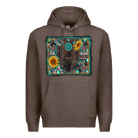 Coffee american bison wıth sunflower and gemstone Premium Hoodie - RanaPortraitStore