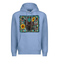 Colony Blue american bison wıth sunflower and gemstone Premium Hoodie - RanaPortraitStore