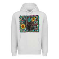 Dove Grey american bison wıth sunflower and gemstone Premium Hoodie - RanaPortraitStore