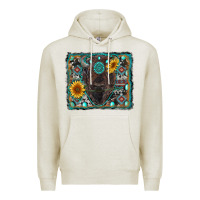 Oatmeal Heather american bison wıth sunflower and gemstone Premium Hoodie - RanaPortraitStore