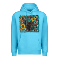 Ocean Blue american bison wıth sunflower and gemstone Premium Hoodie - RanaPortraitStore