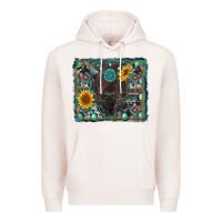 Pale Pink american bison wıth sunflower and gemstone Premium Hoodie - RanaPortraitStore