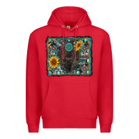 Red american bison wıth sunflower and gemstone Premium Hoodie - RanaPortraitStore