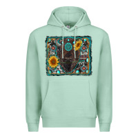 Seafoam american bison wıth sunflower and gemstone Premium Hoodie - RanaPortraitStore