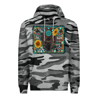 Slate Camo american bison wıth sunflower and gemstone Premium Hoodie - RanaPortraitStore