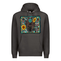 Smoke american bison wıth sunflower and gemstone Premium Hoodie - RanaPortraitStore