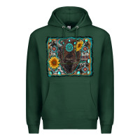 Sports Green american bison wıth sunflower and gemstone Premium Hoodie - RanaPortraitStore
