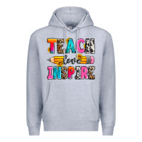 Heather Grey teach love inspire Premium Hoodie - Zillion Design Studio