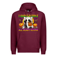 Burgundy I Ghost People All Ready Round Premium Hoodie - texasbilliewilder