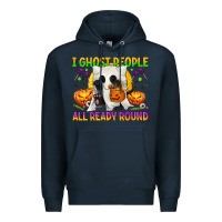 Navy I Ghost People All Ready Round Premium Hoodie - texasbilliewilder