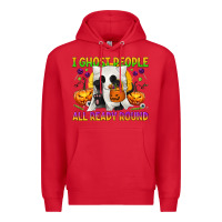Red I Ghost People All Ready Round Premium Hoodie - texasbilliewilder