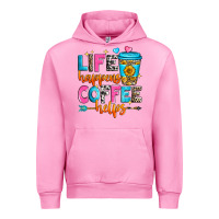 Fuchsia Pink life happens coffee helps Urban Hoodie - Zillion Design Studio