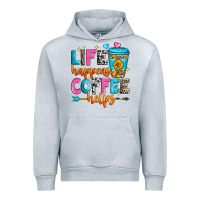 Heather Grey life happens coffee helps Urban Hoodie - Zillion Design Studio