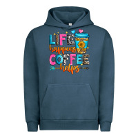 Pigment Midnight Navy life happens coffee helps Urban Hoodie - Zillion Design Studio