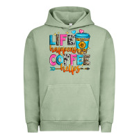 Pigment Oil Green life happens coffee helps Urban Hoodie - Zillion Design Studio