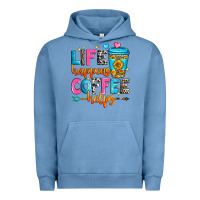 Pigment Pebble Blue life happens coffee helps Urban Hoodie - Zillion Design Studio