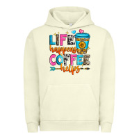 Pigment Pistachio life happens coffee helps Urban Hoodie - Zillion Design Studio