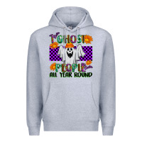 Heather Grey I Ghost People All Year Round Premium Hoodie - texasbilliewilder