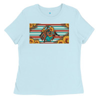 Baby Blue bucking bronco aztec shape license plate Ladies Tee - Artiststas