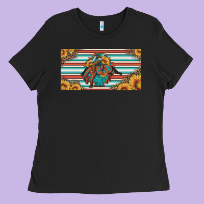 Bucking Bronco Aztec Shape License Plate Ladies Tee Designed By Artiststas