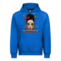 Cobalt Mexicana Skull Girl Messy Bun Urban Hoodie - texasbilliewilder