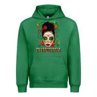 Emerald Mexicana Skull Girl Messy Bun Urban Hoodie - texasbilliewilder