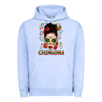 Pigment Grape Ice Mexicana Skull Girl Messy Bun Urban Hoodie - texasbilliewilder