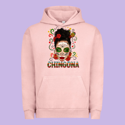 Mexicana Skull Girl Messy Bun Urban Hoodie Designed By Texasbilliewilder