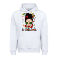 White Mexicana Skull Girl Messy Bun Urban Hoodie - texasbilliewilder